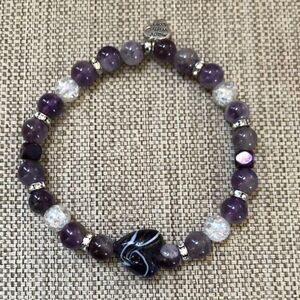 Handcrafted Amethyst Bracelet with Heart Charm "Made With Love"